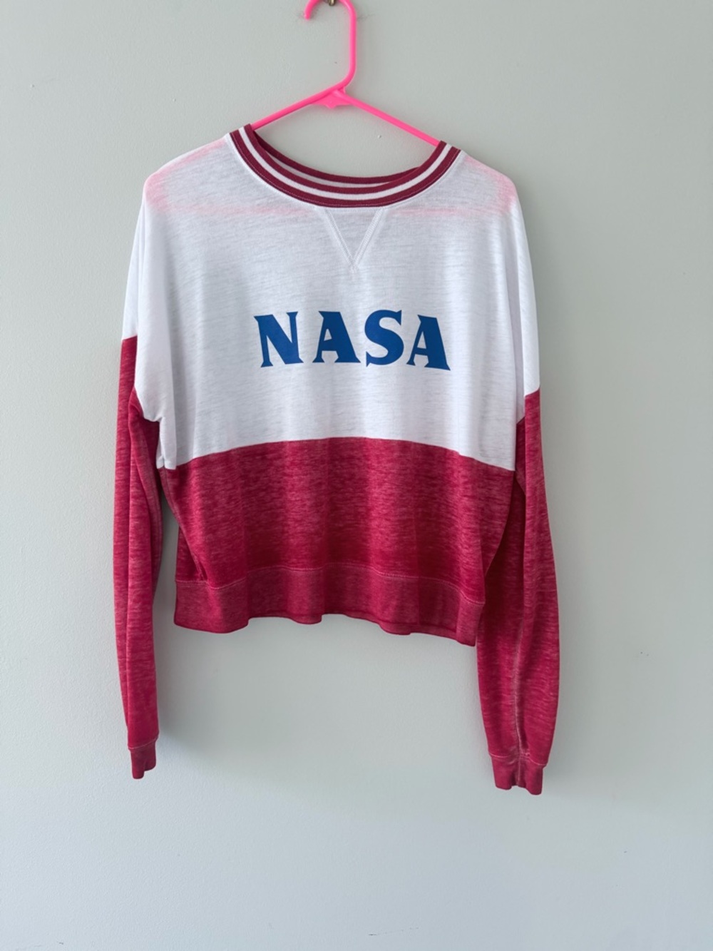 NASA Colorblock Crewneck Sweater - White & Red